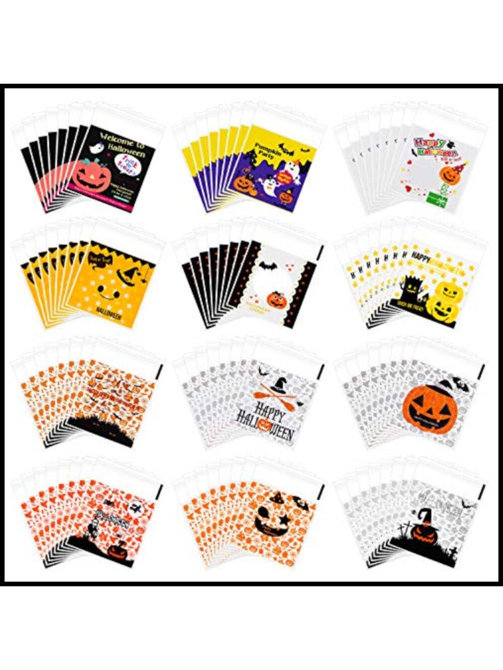 240Pcs Halloween Candy Bags Self Adhesive OPP Treat Bags Party Favor